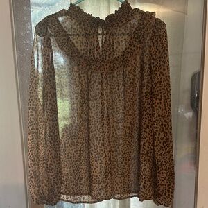 Hayden Animal Print Sheer Blouse